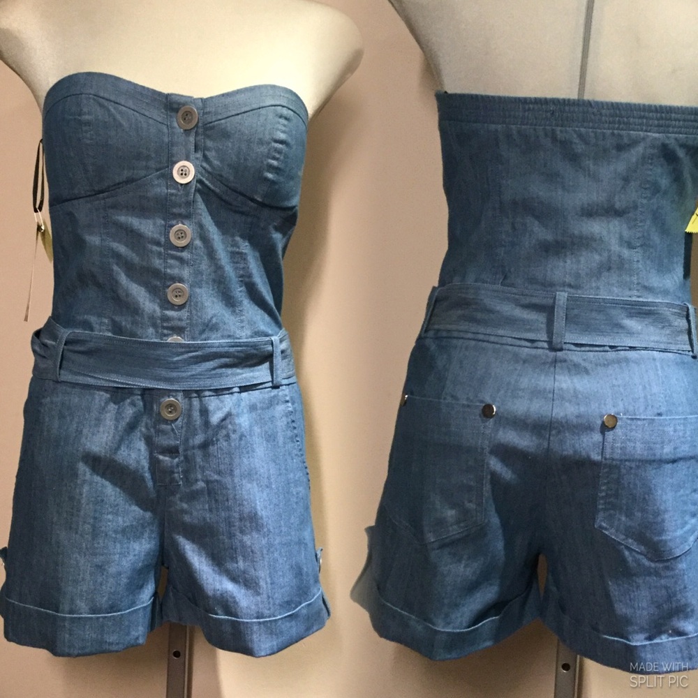ED Blue Cute Strapless  Romper
